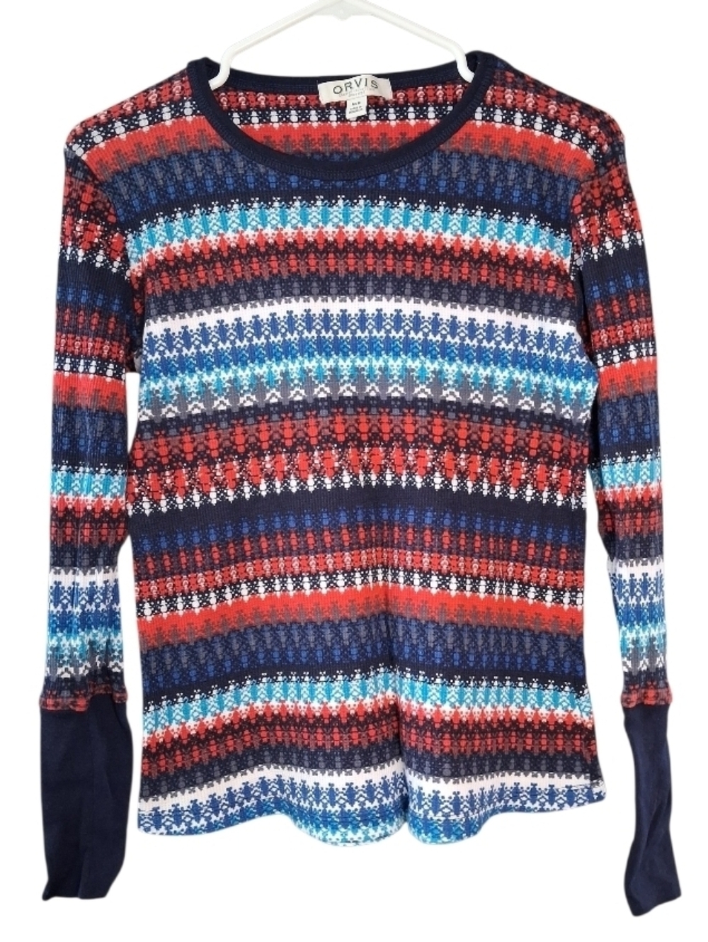 Orvis Women's Multicolor Striped Fair Isle Long Sleeve Top - Size Small